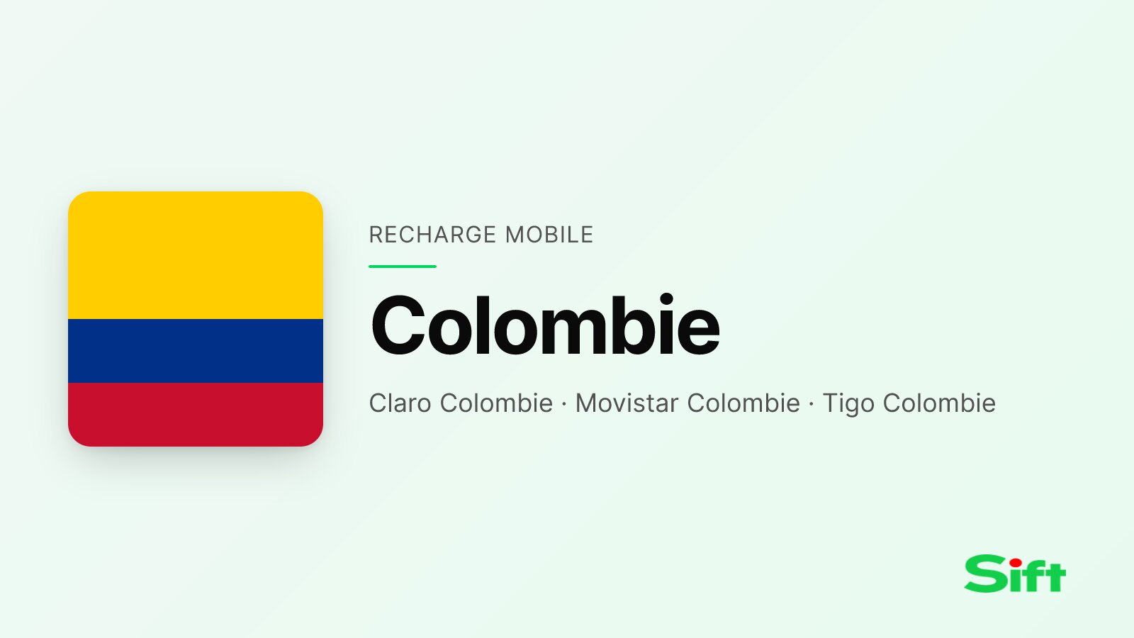 Recharger en Colombie depuis la France — Claro Colombie, Movistar Colombie, Tigo Colombie