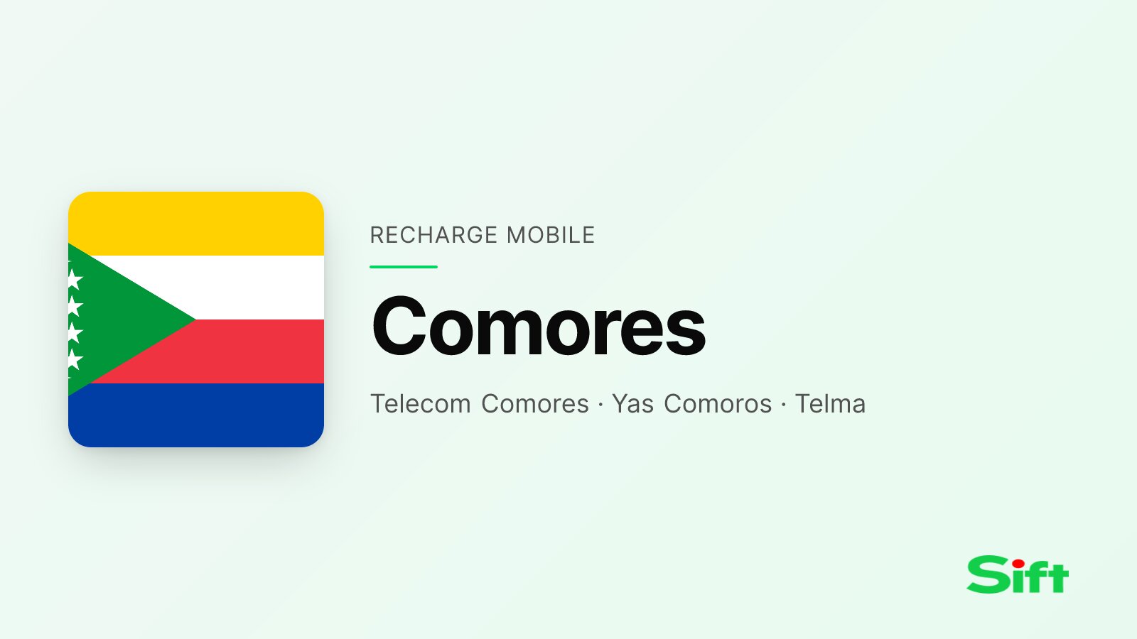 Recharger aux Comores depuis la France — Telecom Comores, Yas Comoros, Telma